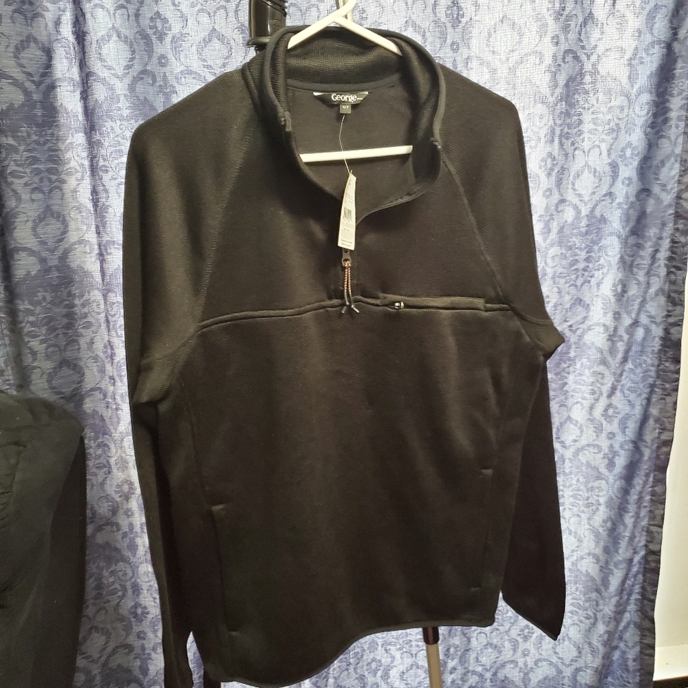 George Sweater Fleece Quarter Zip Pullover - Black S/P